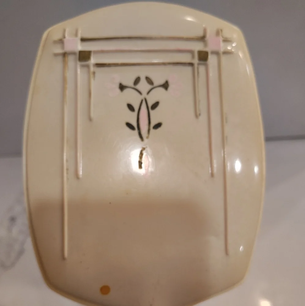 Vintage Bakelite Celluloid Art Deco Style Vanity Hand Mirror Ivory 12.75